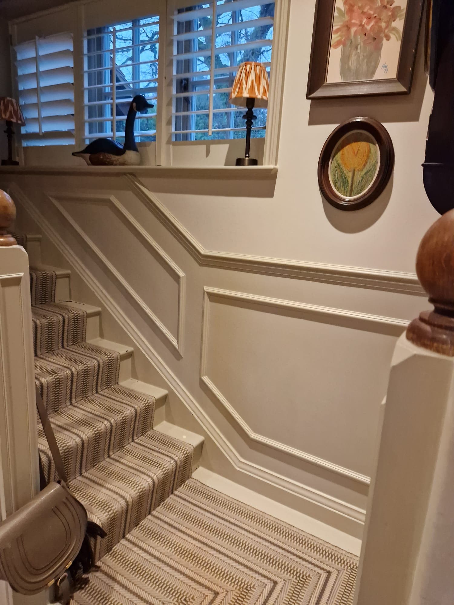 Panelled staircase & runner